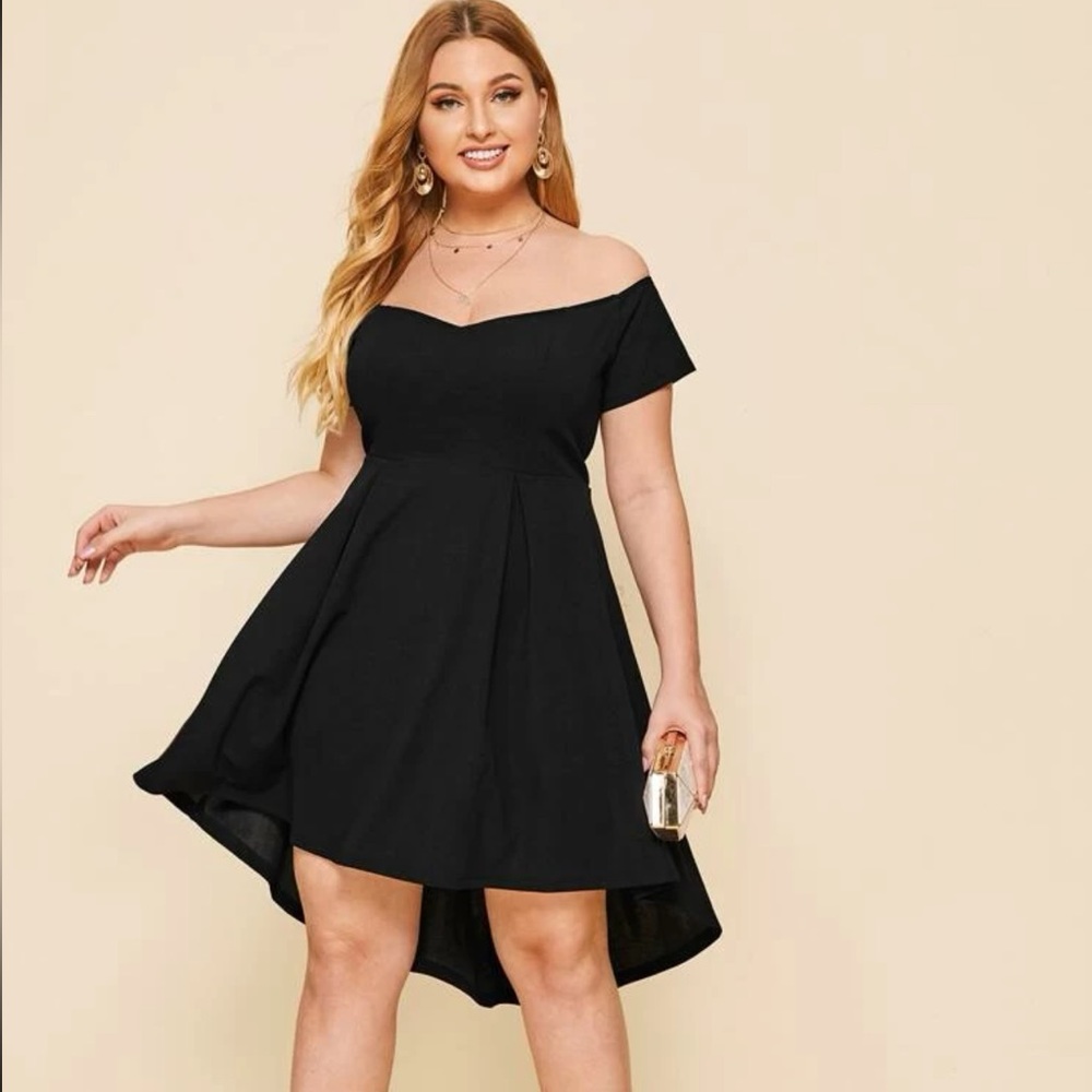 SHEIN Plus Off the Shoulder Dip Hem Dress